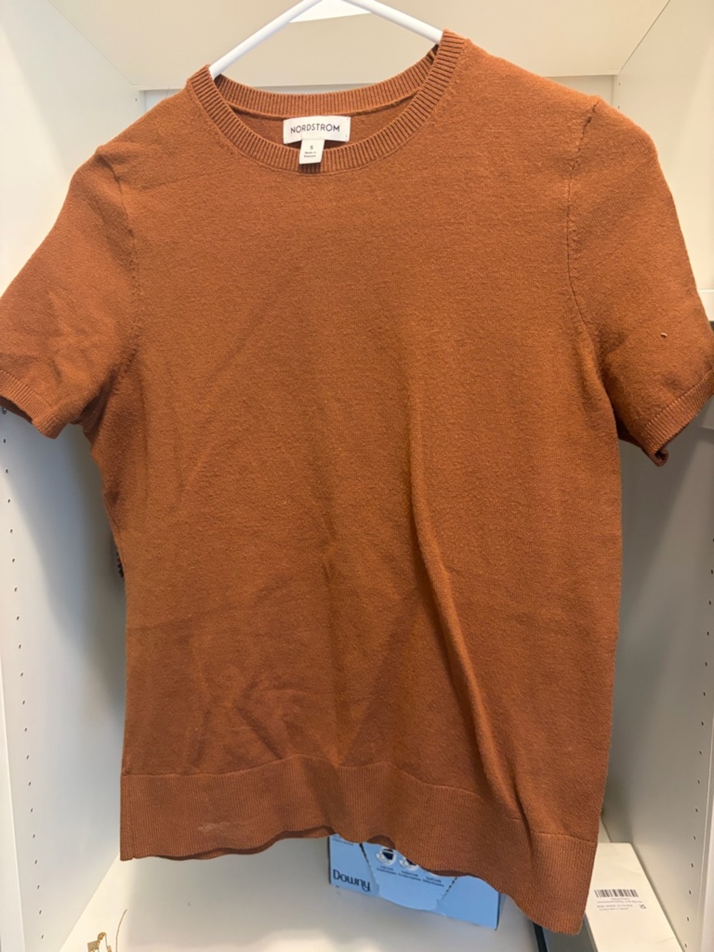 Nordstrom women’s Short Sleeve Crewneck Sweater- camel